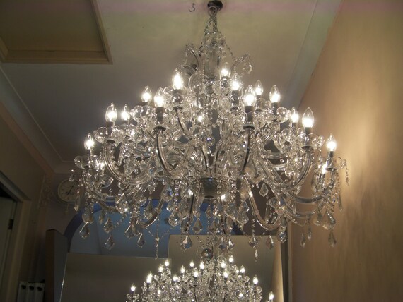 Wide crystal chandelier deals