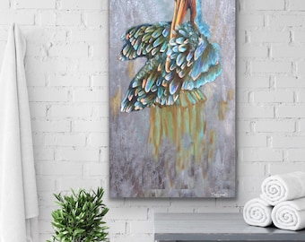 Pelican Art Print: Whimsical Coastal Beach Decor