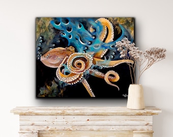Octopus Print. Beach Art. Beach decor. Coastal Art.