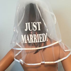 Honeymoon Veil, Just Married Veil, Personalized Veil - Buy individually or as a Set