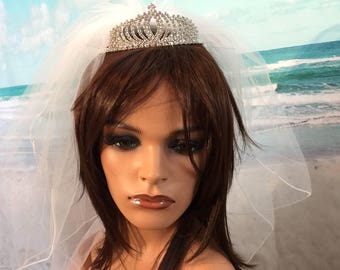 Bridal Shower Veil, Monogrammed Veil, Bachelorette Veil, Party Veil with optional crown. Other Bridal Accessories By Val's Veils