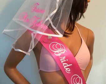 Bachelorette Party sash, PERSONALIZED - Buy individually or as a Set by ValsVeils