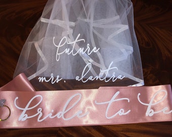 Bachelorette Party Sash, Bridal Shower Sash - PERSONALIZED - Buy individually or as a Set by ValsVeils