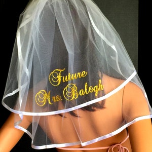 Bride To Be Veil, Bridal Veil, Bachelorette Veil, PERSONALIZED, Monogrammed Veil, Bridal Shower Veil -