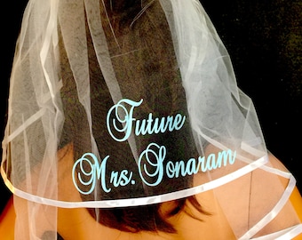 Bachelorette Party Veil, Bride To Be Veil, PERSONALIZED Monogrammed Veil, Bridal Shower Veil, Veil By Val's Veils