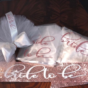 Bride To Be Sash in ROSE GOLD Sequins. Bridal Accessories. Buy individually or as SETS.  Personalized!