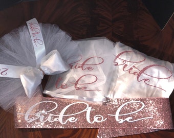 Bride To Be Sash in ROSE GOLD Sequins. Bridal Accessories. Buy individually or as SETS.  Personalized!