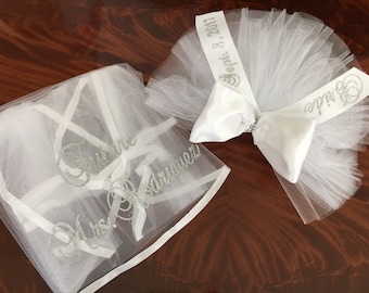 Bridal Shower Booty Veil, Bridal Booty Veil- BUY indiv. or as a set! PERSONALIZED.  by Val's Veils