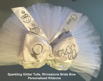 Bachelorette Bikini Veil with RHINESTONE "BRIDE" bow, Booty Veil - PERSONALIZED.  by Val's Veils