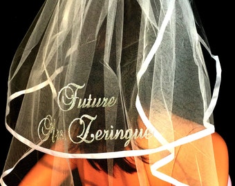 Bachelorette Veil, Bride To Be Veil, personalized, Monogrammed Veil, Bridal Shower Veil, Bachelorette Veil