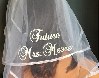 Bachelorette Veil, Bridal Shower Veil, ,PERSONALIZED
