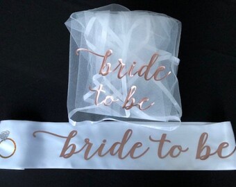 Bachelorette Party Veil, Bachelorette Party Sash, Bridal Accessories, Bridal Shower Gifts,PERSONALIZED-Buy separate or as a Set by ValsVeils