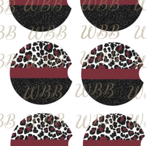 Leopard print and glitter car coaster transfer - ready to press