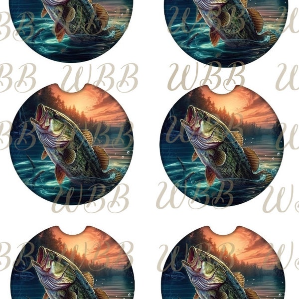 Bass fish car coaster transfer - ready to press