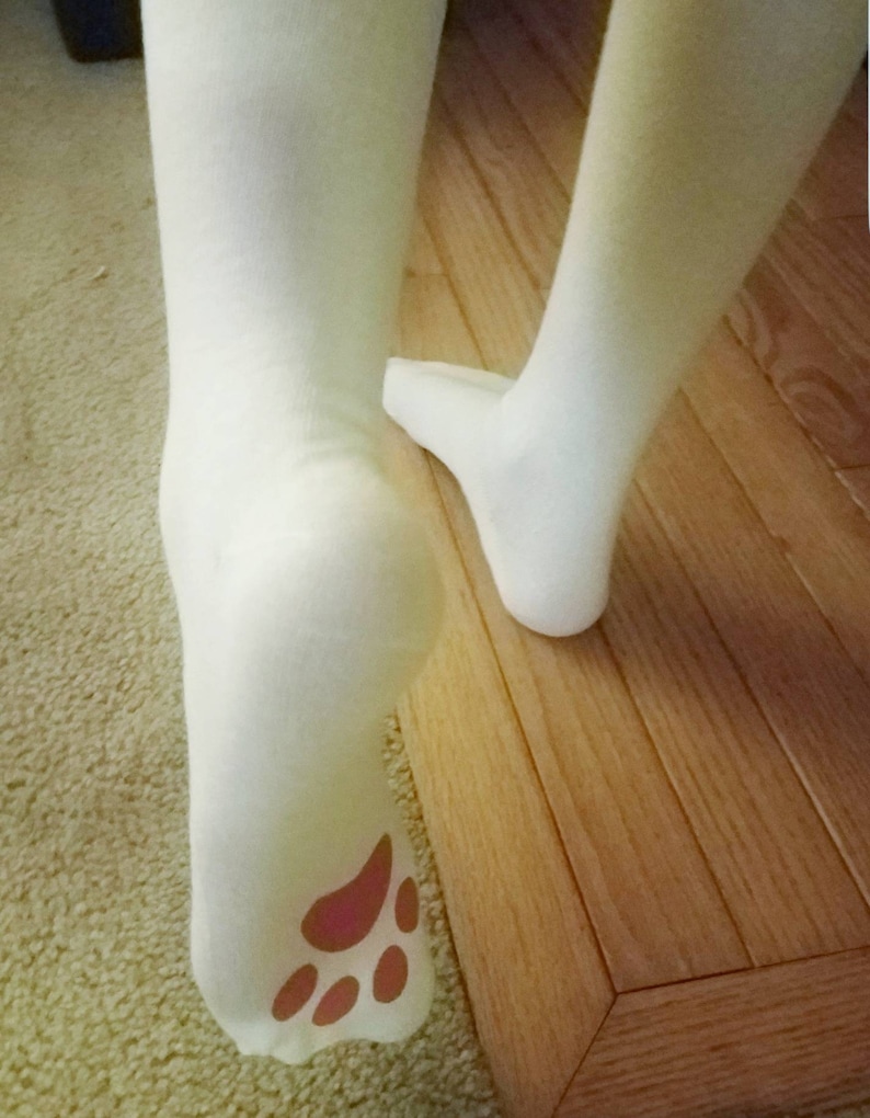 Knee High Paw Print Socks Knee High Cat Socks Cat Lover Etsy