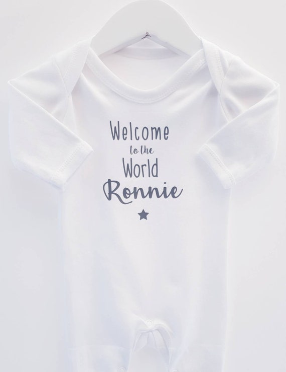 welcome to the world personalised baby grow