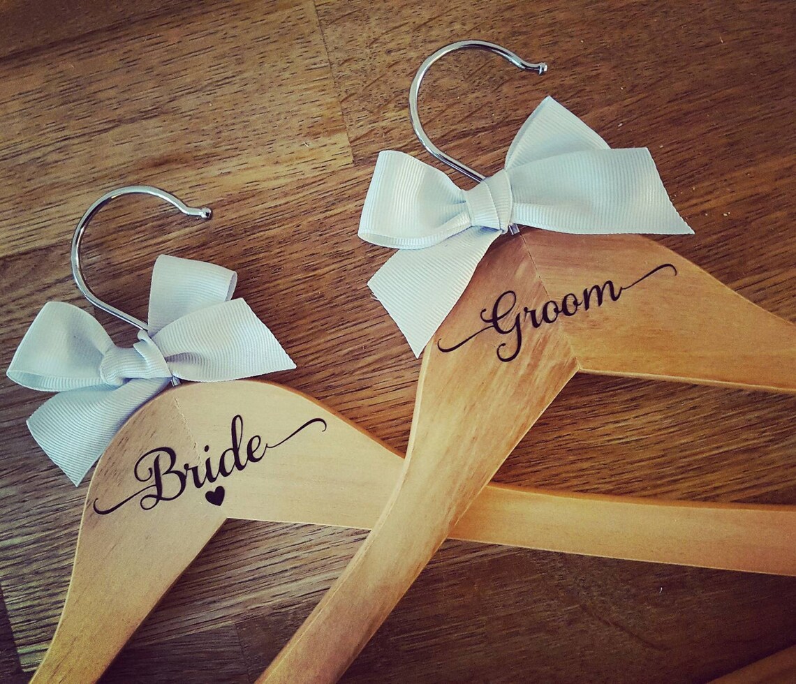 Wedding Coat Hangers pair Bride & Groom Clothes Hangers Etsy UK