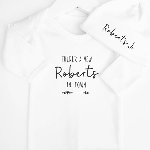 personalised baby grow and hat