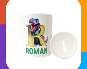 Dinosaur Money Box, Piggy Bank, Boy's Money Box, Keepsake, Message on Reverse
