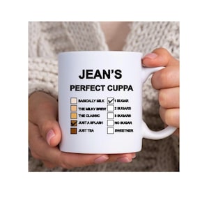 Personalised Tea Mug | Custom Name Tea Strength Chart | Perfect Cuppa Guide | Funny Gift for Tea Lovers | 11oz Ceramic Mug