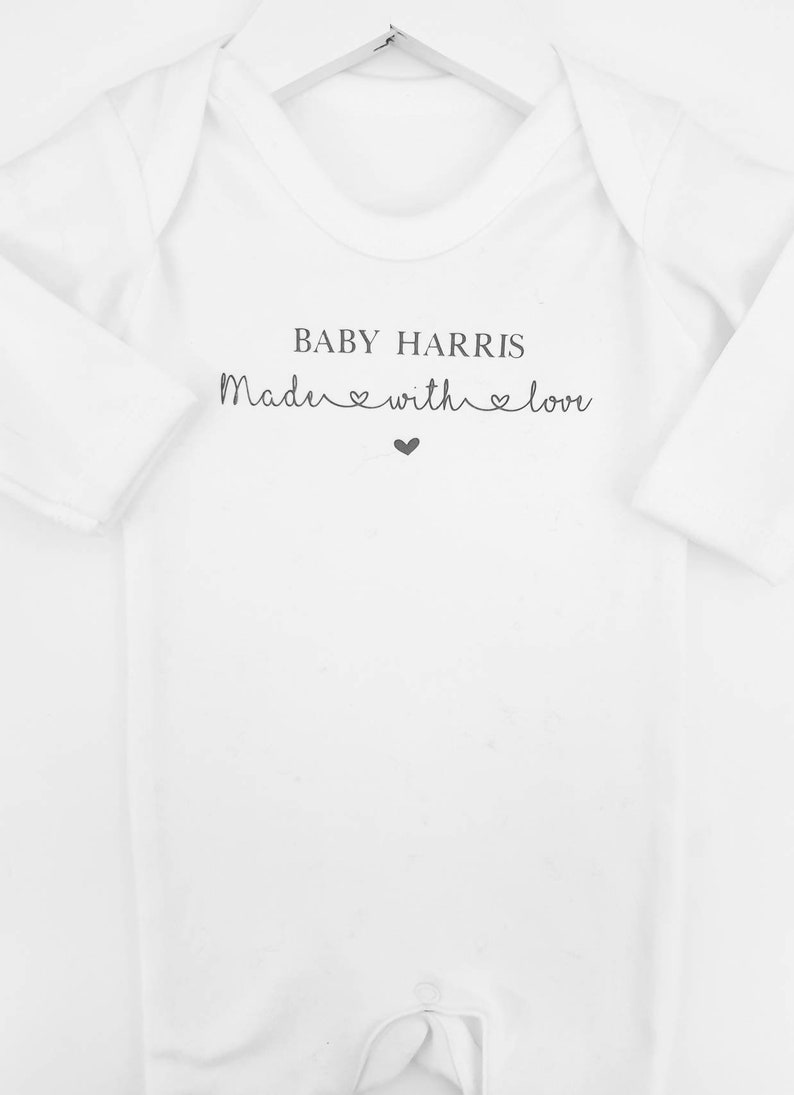 Personalised Baby Grow Coming Home Outfit Made With Love Etsy