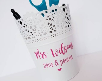 Personalised Pen and Pencil Pot, Desk Tidy, Personalised Stationary  Organiser, Teacher Gift, Pen and Pencil Storage