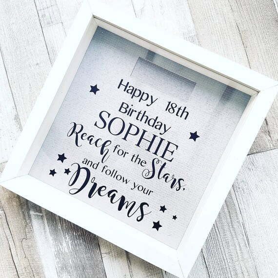Personalised 18th Money Box Frame Reach For The Stars