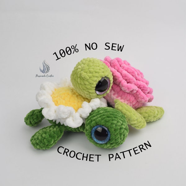 Patron tortue rose sans couture - Tortue marguerite au crochet - Tortue au crochet Amigurumi