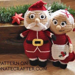 Mrs.Santa Claus and Mr.Santa Claus ragdoll crochet pattern pdf instant download, Christmas Santa Claus doll and granny Santa Claus image 2