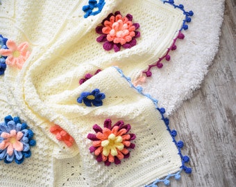 Crochet blanket Blossom spring blanket PDF pattern