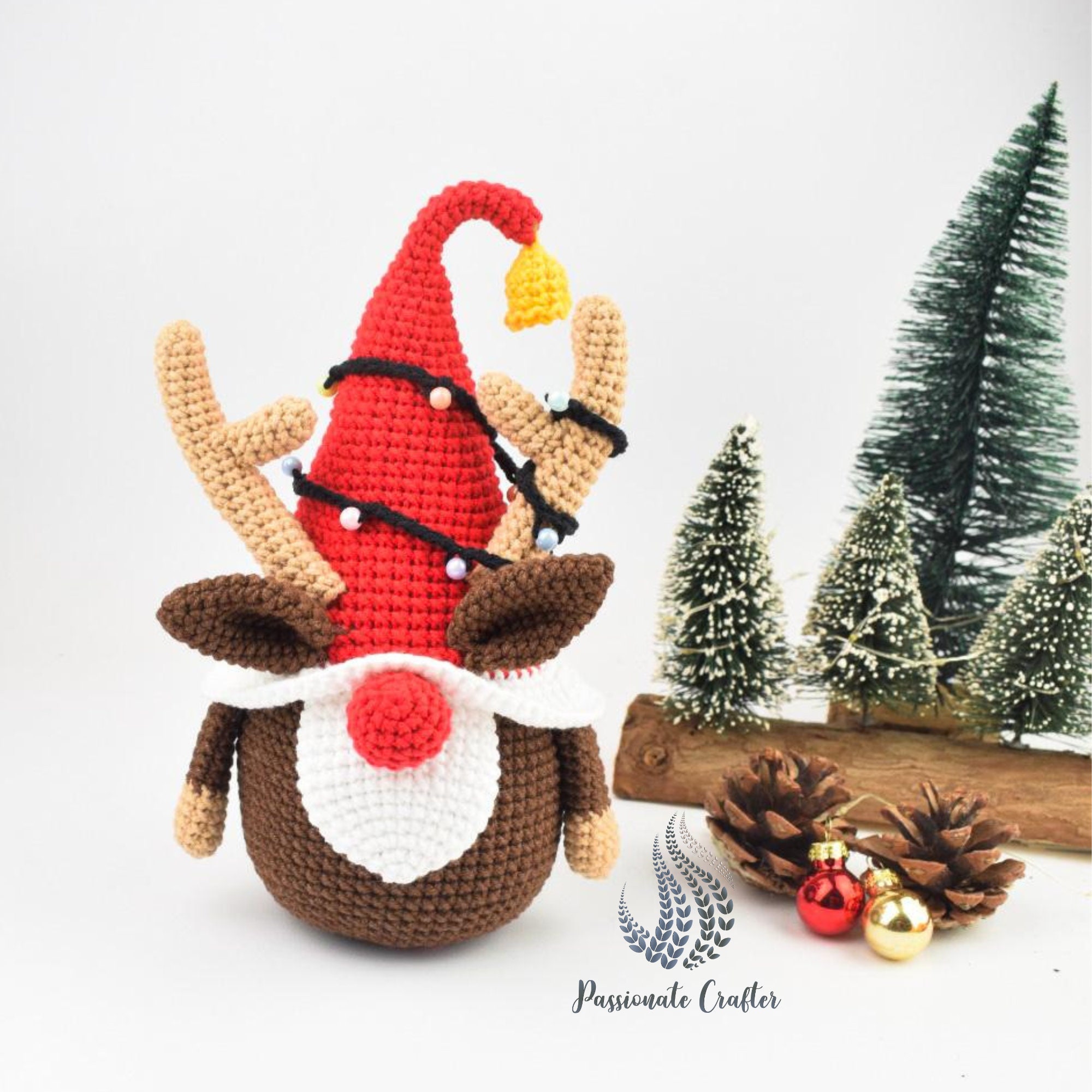 39 Christmas Gnome Crochet Patterns for Cozy Holiday Decorating 34 Crochet Christmas Gnome Pattern- Rudolph the Reindeer