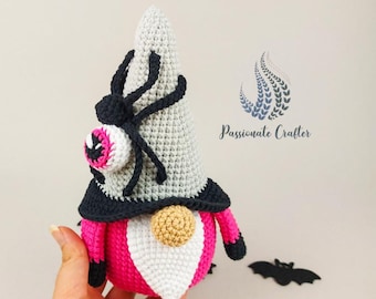 Halloween gnome pattern- crochet pattern- Spooky Halloween spider gnome- Crochet Halloween eyeball gnome- Fall gnome pattern