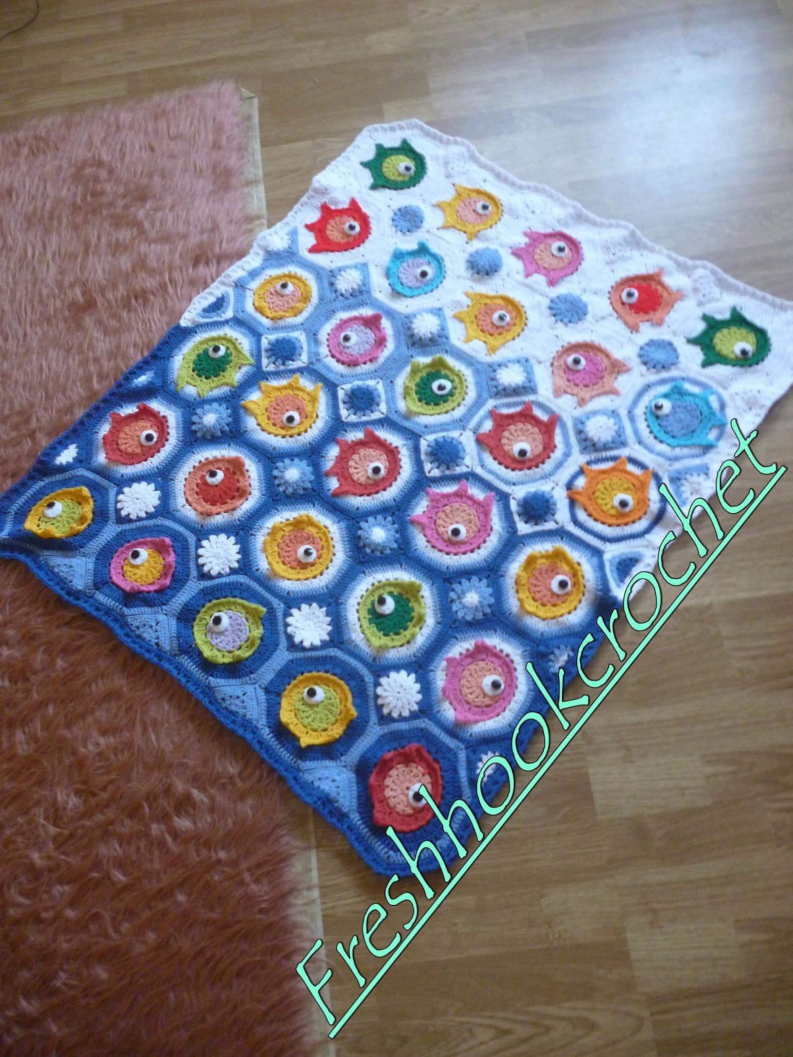 Crochet fish PUZZLE Baby Blanket Throw Crib Etsy