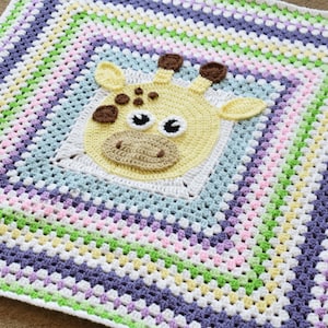 Crochet blanket pdf pattern- giraffe blanket- crochet gray square blanket pattern
