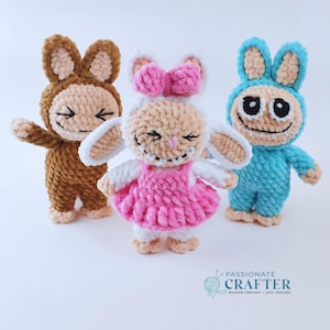 Smiling Bunny CROCHET PATTERN, Labubu Inspired Amigurumi Plushies, Creepy Cute Monster Rabbit Toy, Ugly sweetie Lafufu