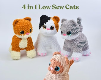 Low Sew Crochet Cat Amigurumi Pattern- Plush Cat Pattern PDF