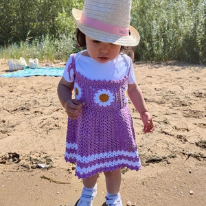 purple dress 0 3 months Crocheted Baby Dress, handmade baby outfit (0-3 Months) Set of dress & headband
