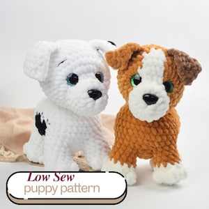 Crochet Pattern- Easy Low Sew Puppy Pattern- Crochet dog pattern pdf
