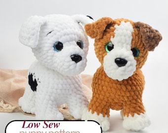 Crochet Pattern- Easy Low Sew Puppy Pattern- Crochet dog pattern pdf