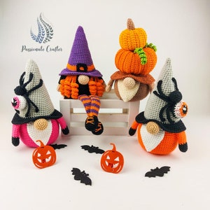 Halloween gnome pattern bundle- Halloween witch gnome- Halloween pumpkin gnome- Halloween Spider gnome set