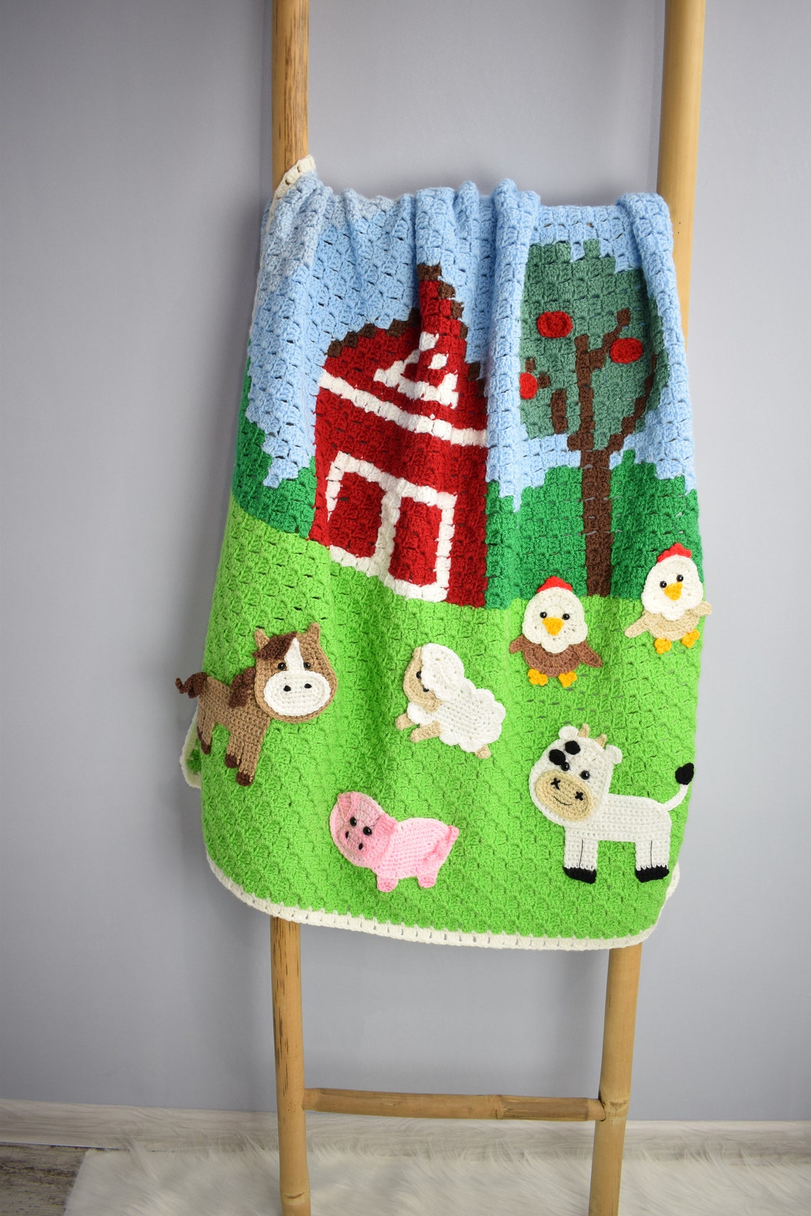 Crochet Pattern Farmhouse Blanket Crochet Countryside Etsy