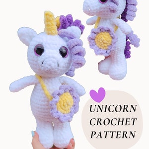 Low Sew Crochet Unicorn Pattern- Easy crochet amigurumi unicorn- PDF pattern
