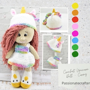 Crochet Unicorn Doll - Crochet Amigurumi Unicorn  Doll