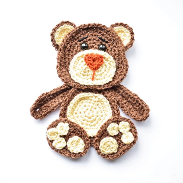 Bear applique crochet pattern, baby blanket with bears, INSTANT DOWNLOAD PDF pattern