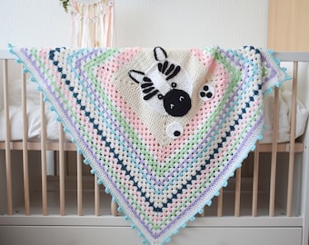 Modèle au crochet - Couverture pour bébé zèbre au crochet - Modèle de couverture pour chambre de bébé - Couverture pour bébé dans la jungle - Modèle de couverture animal Safari - Téléchargement instantané du PDF