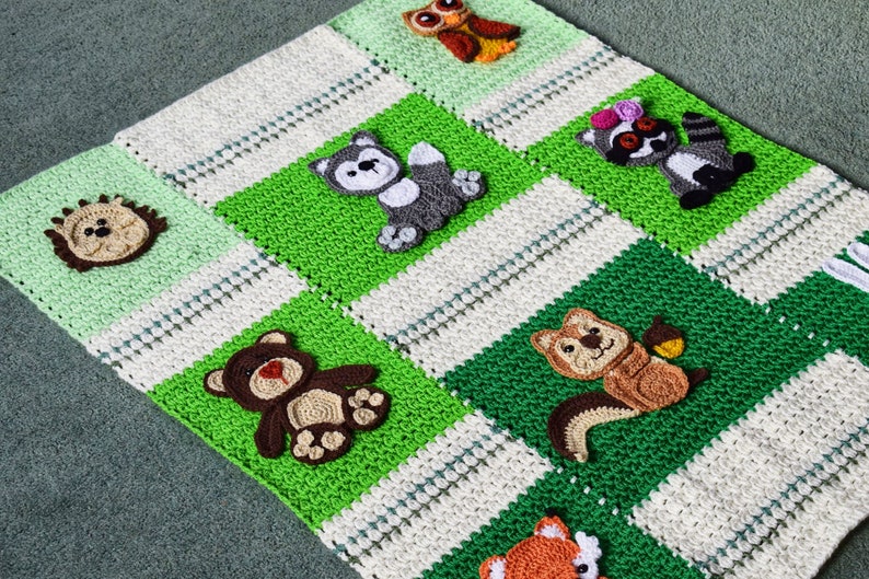 Crochet pattern Crochet Woodland blanket Crochet woodland animals Crochet baby blanket pattern INSTANT DOWNLOAD image 8