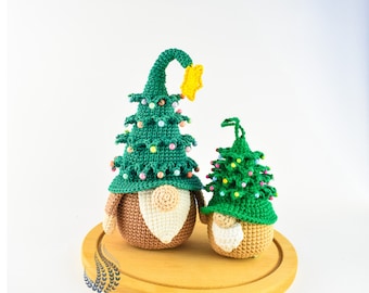 Crochet Pattern- Crochet mini Christmas Tree Gnome Pattern- Gnome Pattern- Instant Download PDF