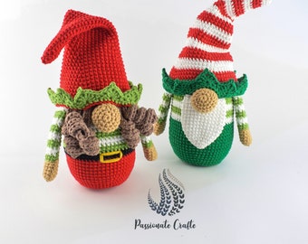 Crochet Gnome Pattern- Christmas Elf gnome pattern- Crochet Christmas amigurumi gnome