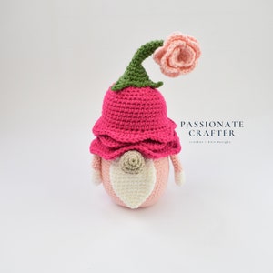 Crochet Pattern- Rose Gnome Pattern- Crochet Spring Gnome- Flower