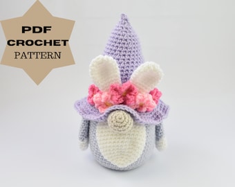 Crochet pattern- Easter gnome pattern- Spring bunny gnome- Easter bunny gnome pattern- Instant Download PDF pattern